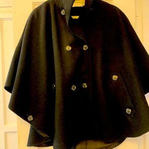 Black Wool double breasted Aqua Cape Coat
